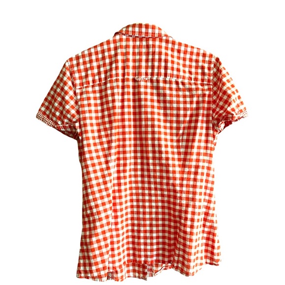 Esprit short sleeve cinched Gingham red shirt - Picture 4 of 7